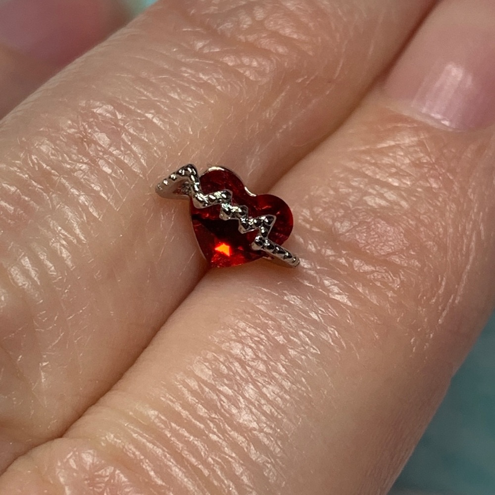 Sterling Silver Ruby Red Valentine Sweetheart Stud - image 7